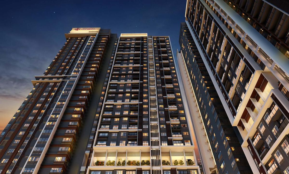 Cochrane Residence towers at night